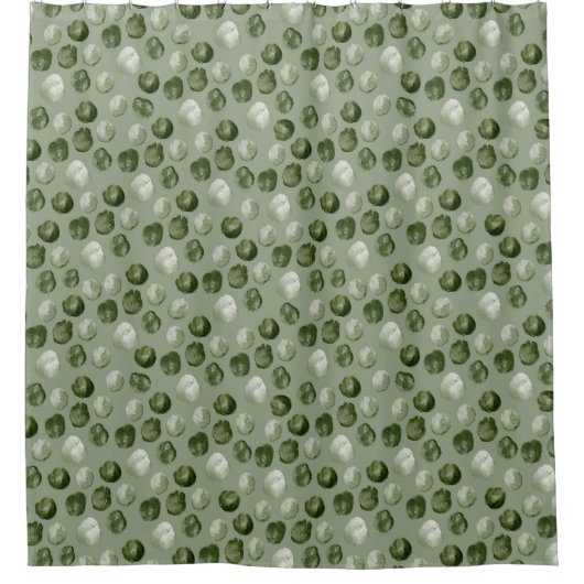 Rideaux De Douche Points verts de l'aquarelle unique (Devant)