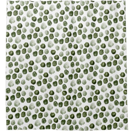 Rideaux De Douche Points verts de l'aquarelle unique (Devant)