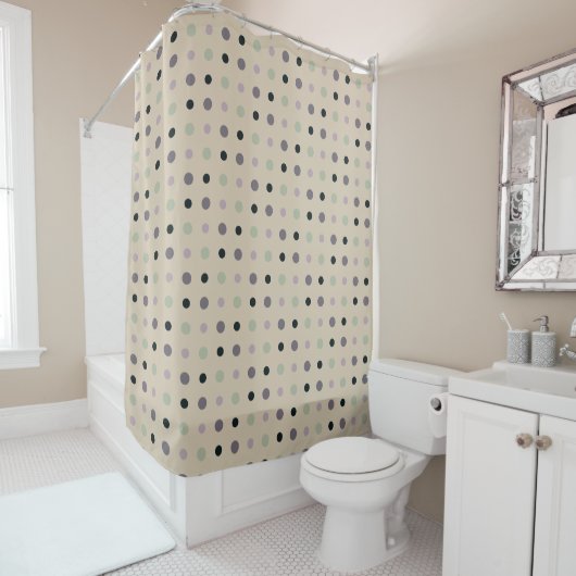 Rideaux De Douche Points verts, roses, violets, bleus (En situation)