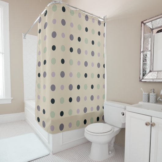 Rideaux De Douche Points verts, roses, violets, bleus (En situation)