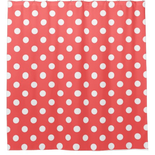 Rideaux De Douche Pois blancs et rouges (Devant)