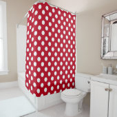 Rideaux De Douche Pois blancs sur rouge (En situation)