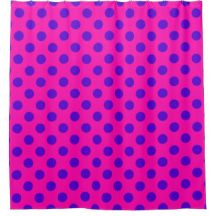Rideaux De Douche Pois bleus sur fuchsia