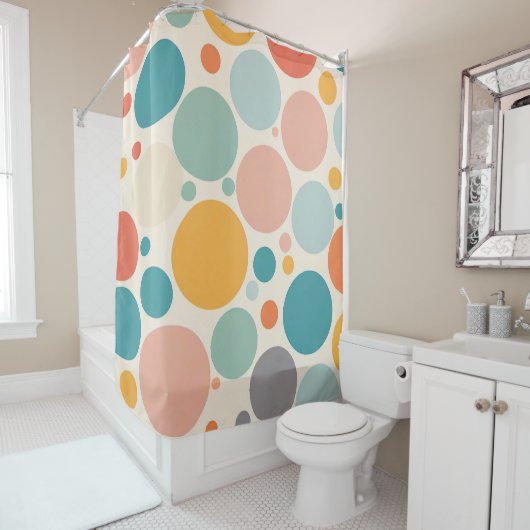 Rideaux De Douche Pois coloré (En situation)