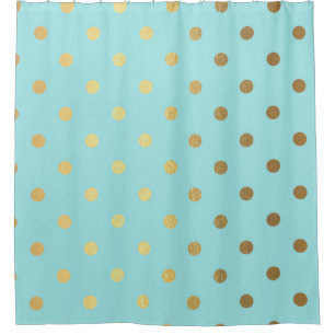 Rideaux De Douche Pois de l'huile de métal d'or Turquoise Aqua Mode