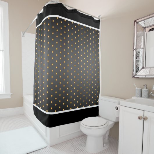 Rideaux De Douche Pois d'or Faux sur Gradient gris (En situation)