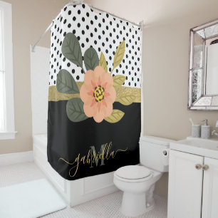 Rideaux De Douche Pois et floral