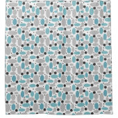 Rideaux De Douche pois gris bleu pois pois rétro décoration motif (Devant)