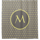 Rideaux De Douche Pois jaune monogrammé gris (Devant)