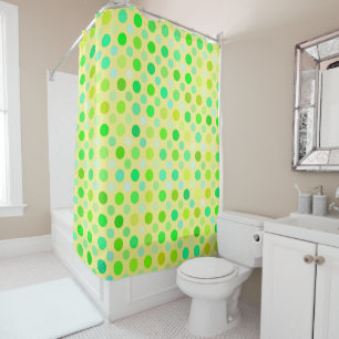 Rideaux De Douche pois jaunes et verts