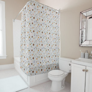 Rideaux De Douche Pois multicolores sur gris. serviettes