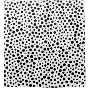 Rideaux De Douche Pois noir grand et petit sur le blanc