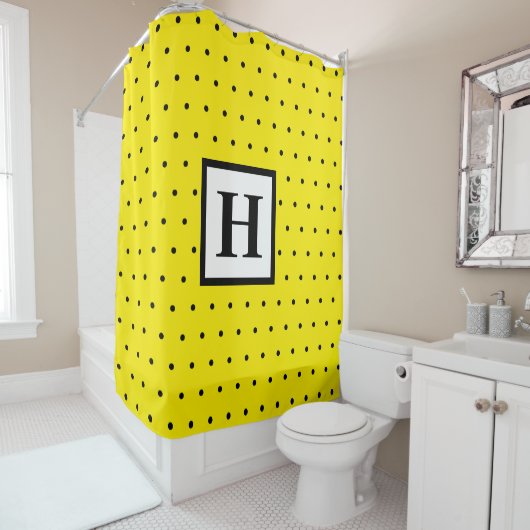 Rideaux De Douche Pois noirs et blancs (En situation)
