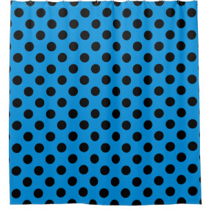 Rideaux De Douche Pois noirs sur bleu ciel