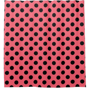 Rideaux De Douche Pois noirs sur corail