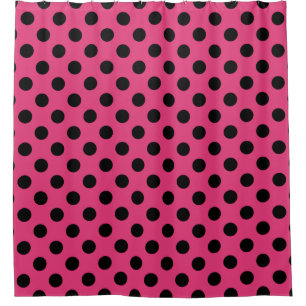 Rideaux De Douche Pois noirs sur fuchsia