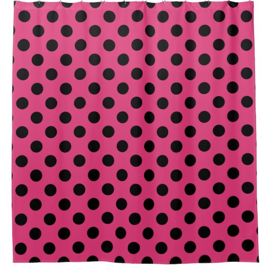 Rideaux De Douche Pois noirs sur fuchsia (Devant)