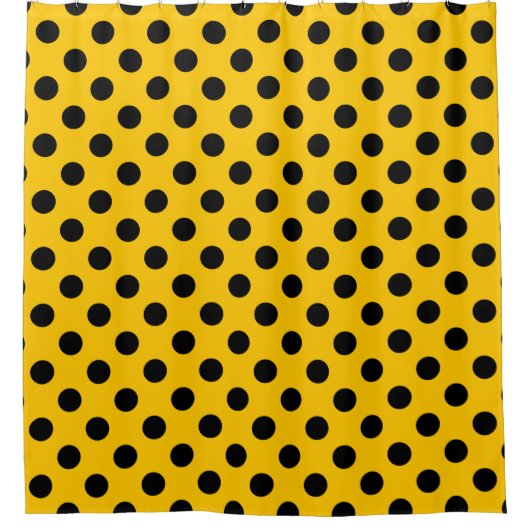 Rideaux De Douche Pois noirs sur jaune (Devant)