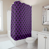 Rideaux De Douche Pois noirs sur prune violette (En situation)