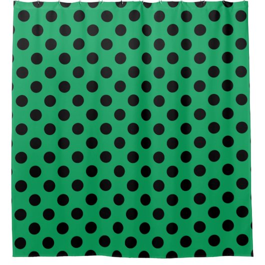 Rideaux De Douche Pois noirs sur vert frais (Devant)