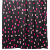 Rideaux De Douche Pois roses sur noir (Devant)
