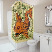 Rideaux De Douche Poisson Antique Carrelage Ancien art (En situation)