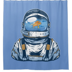 Rideaux De Douche Poisson Astronaute