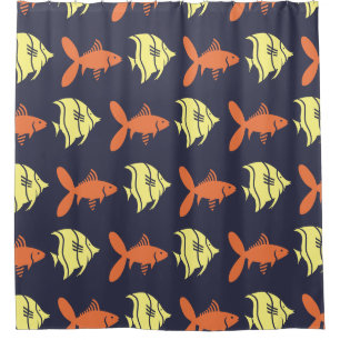 Rideaux De Douche Poisson Baignade Graphique Orange Jaune sur n'impo