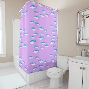 Rideaux De Douche Poisson bleu sur lilas