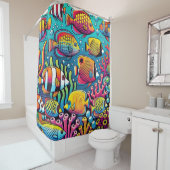 Rideaux De Douche Poisson coloré (En situation)