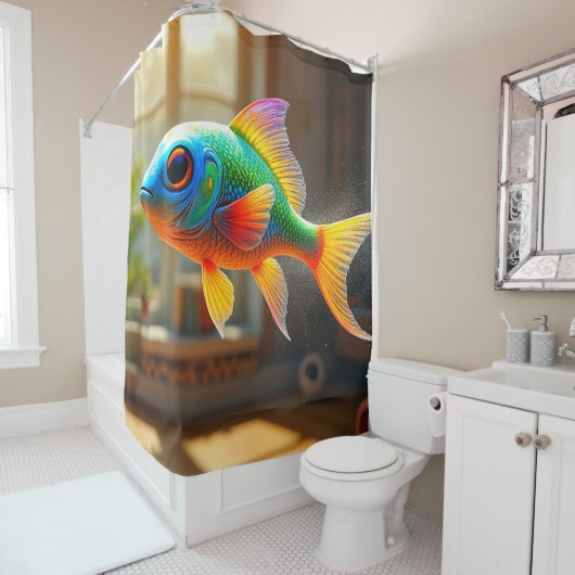 Rideaux De Douche Poisson coloré (En situation)