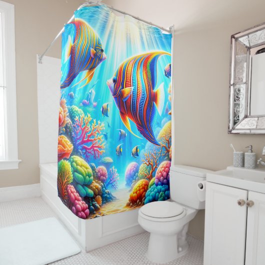 Rideaux De Douche Poisson coloré (En situation)