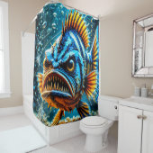 Rideaux De Douche Poisson en colère (En situation)