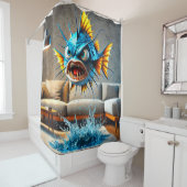 Rideaux De Douche Poisson en colère (En situation)