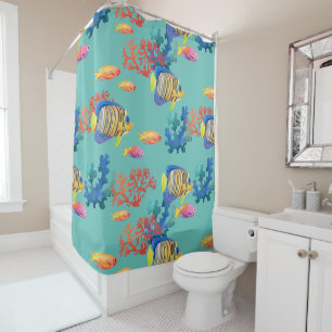 Rideaux De Douche Poisson et corail tropicaux