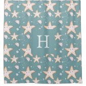 Rideaux De Douche Poisson étoilé vert cygne foncé monogramme (Devant)