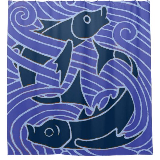 Rideaux De Douche Poisson Gras Baignade Océan Bleu Pêche (Devant)