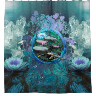 RIDEAUX DE DOUCHE POISSON KOI QUARTZ CRISTAL RIVIÈRE