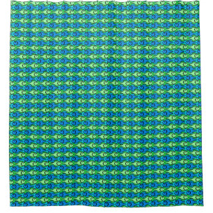 Rideaux De Douche Poisson moderne du milieu du siècle, vert citron v