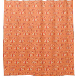 Rideaux De Douche Poisson moderne rétro, Corail clair Orange & Tang