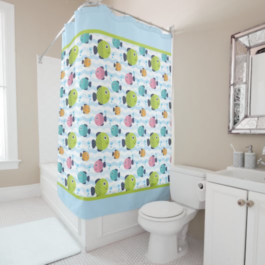 Rideaux De Douche Poisson Nageant (En situation)