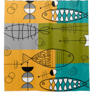 Rideaux De Douche Poissons modernes de la moitié du siècle