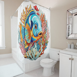 Rideaux De Douche Poissons Tropicaux Couleurs Vives Ambiance Estival