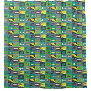 Rideaux De Douche Poissons vert jaune