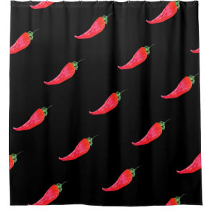 Rideaux De Douche Poivrons rouges Caliente à l'aquarelle