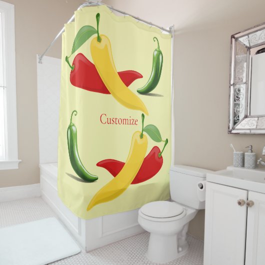 Rideaux De Douche Poivrons verts rouges chili Thunder_Cove (En situation)
