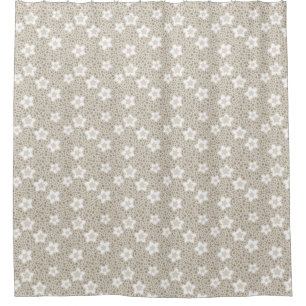 Rideaux De Douche Polka beige point rétro avec étoiles et fleurs