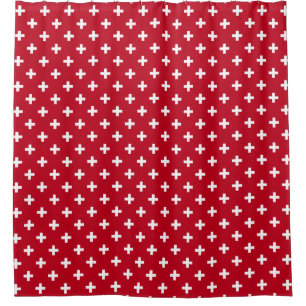 Rideaux De Douche Polka blanche croise sur rouge