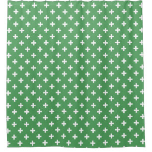 Rideaux De Douche Polka blanche croise sur vert