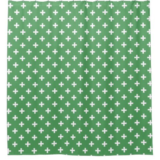 Rideaux De Douche Polka blanche croise sur vert (Devant)